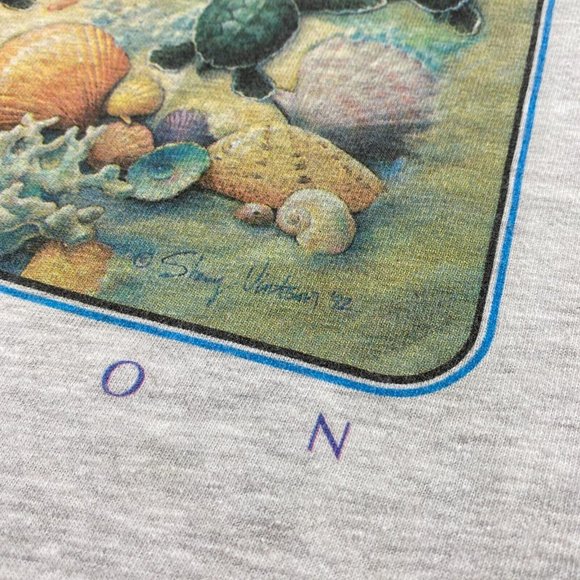 VINTAGE Green Sea Turtles 1992 Shirt Adult XL Endangered Species Ocean St Croix - Picture 4 of 12